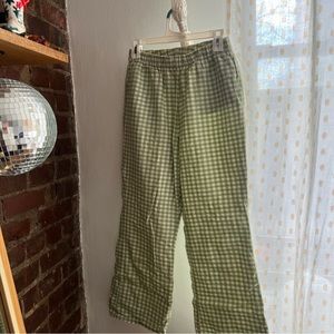 Green Gingham Flare Pants